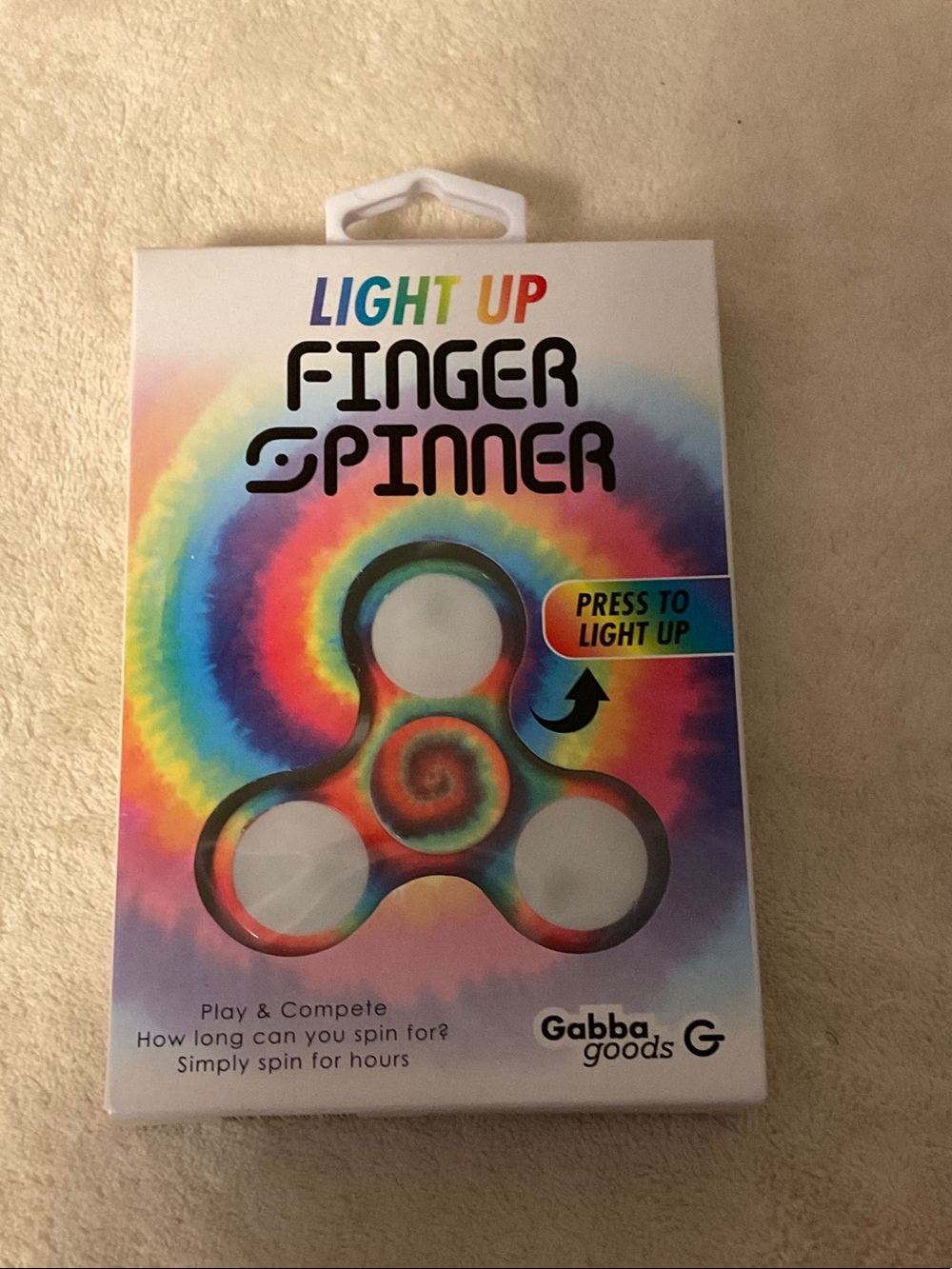 Light Up Finger Spinner - Rainbow Tie-Dye